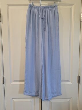 Sky Blue Wide-Leg Drawstring Pants